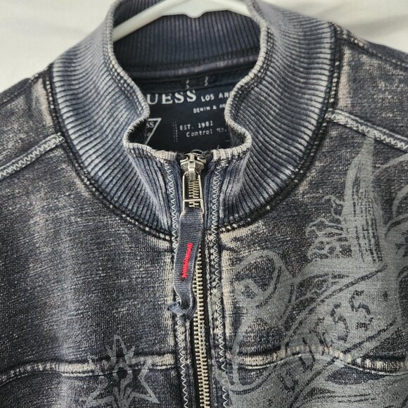 GUESS Devil on the Run Bomber Jacket Sweater - Size L - Picture 8 of 12